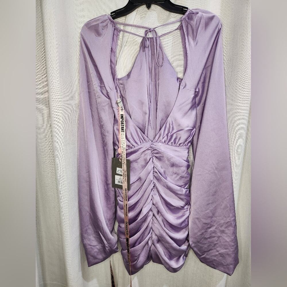 Lilac One-Shoulder Ruched Mini Dress - Picture 5 of 5